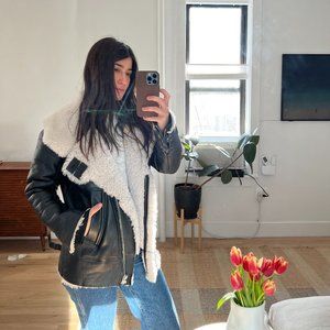 IRO Genuine Leather Shearling Fur Coat